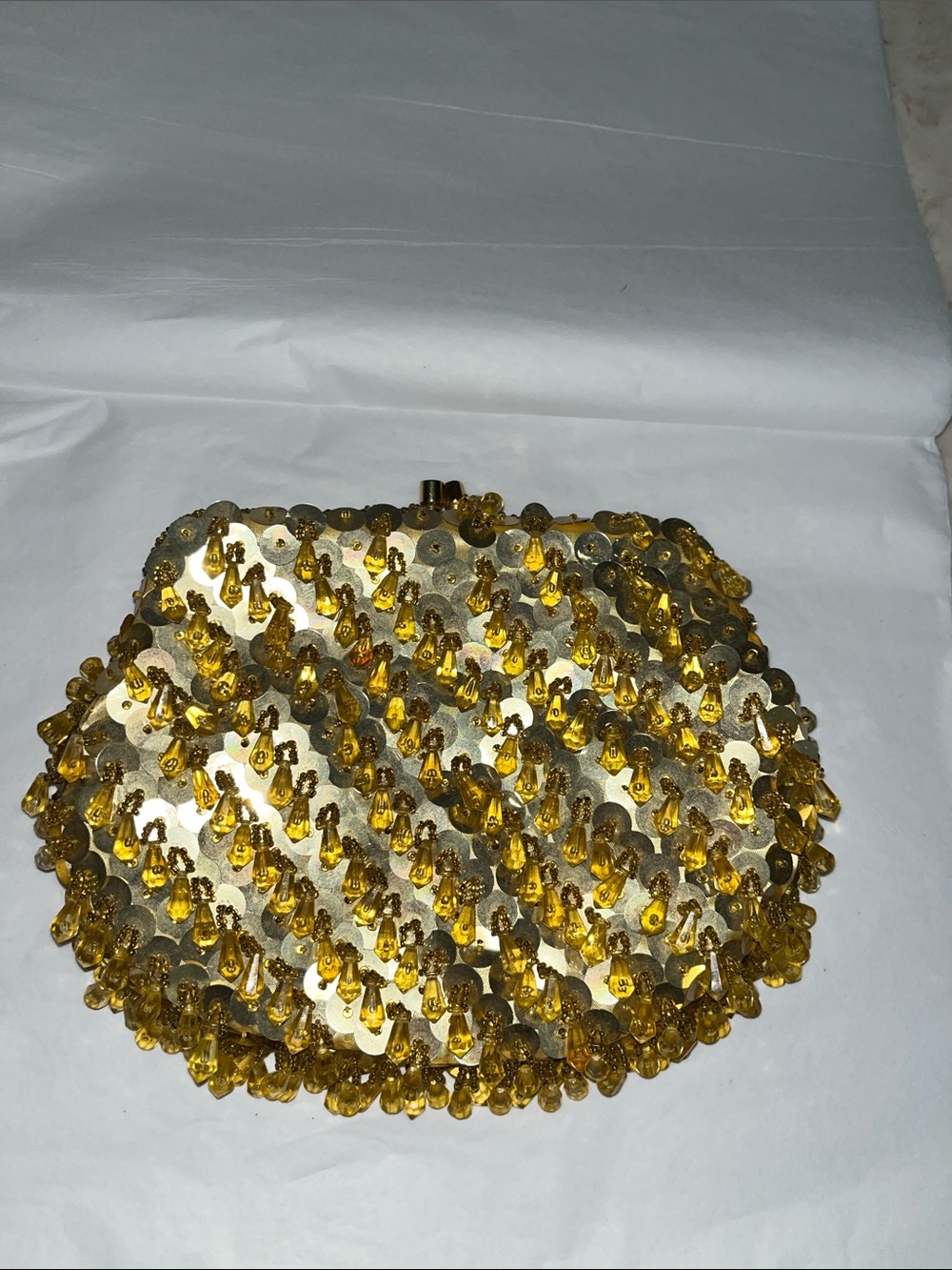 Gold Beaded Evening Clutch - Women's Bag